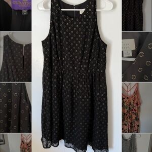 🖤 3/$30 🖤 A New Day Black Sleeveless Dress With Metallic Gold Circles - Large
